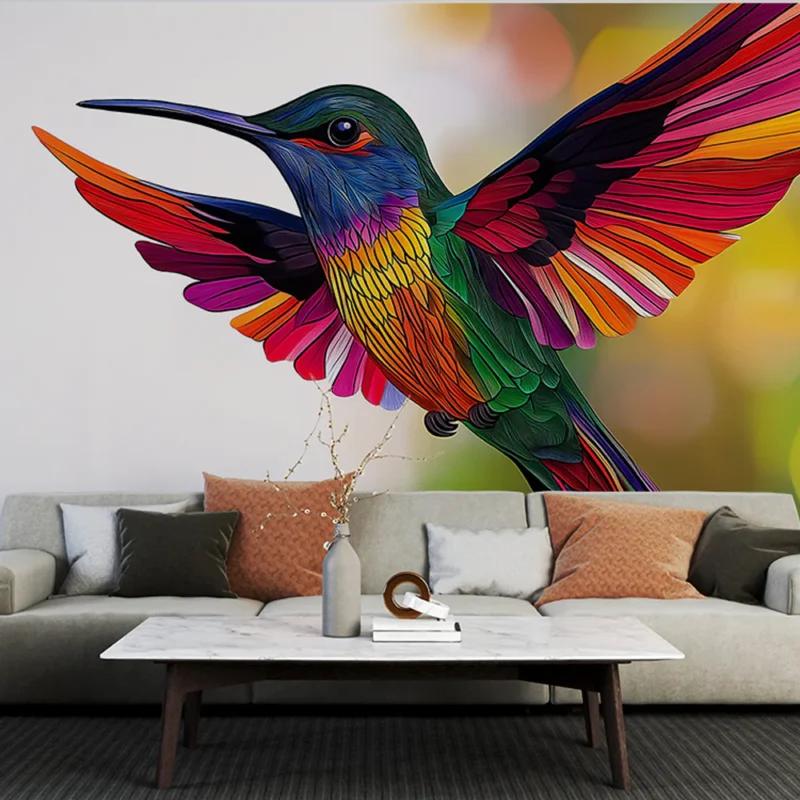 Dernière Chance Papier peint colibri Colibri coloré en vol avec des plumes vibrantes