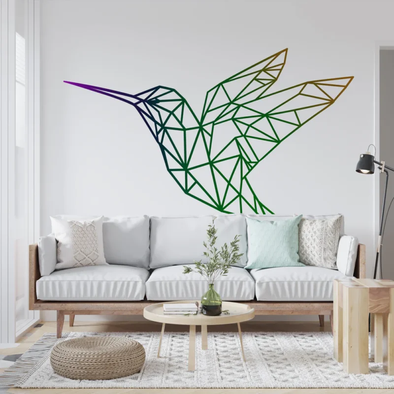 Offre Du Jour Papier peint colibri Motif géométrique coloré d‘oiseau en vol