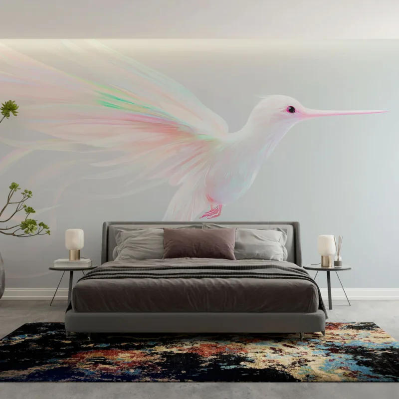 Nouveauté Papier peint colibri Un oiseau aux plumes translucides aux couleurs pastel