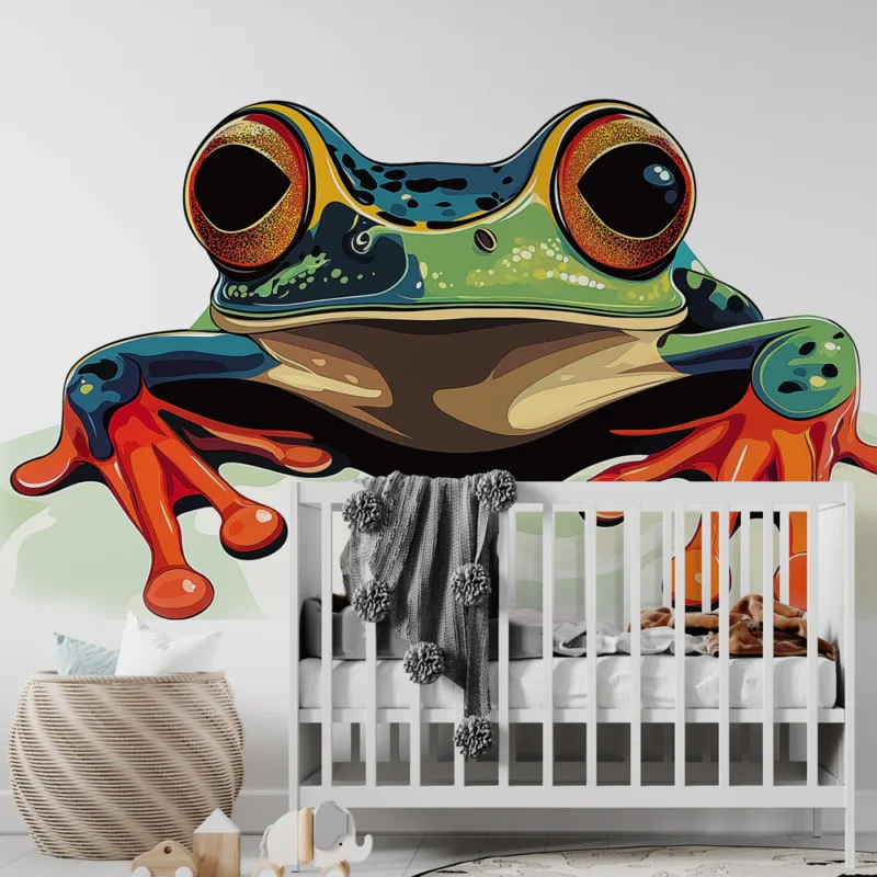 Achetez Aujourd'hui Papier peint grenouille colorée Illustration vibrante d‘une grenouille aux couleurs éclatantes