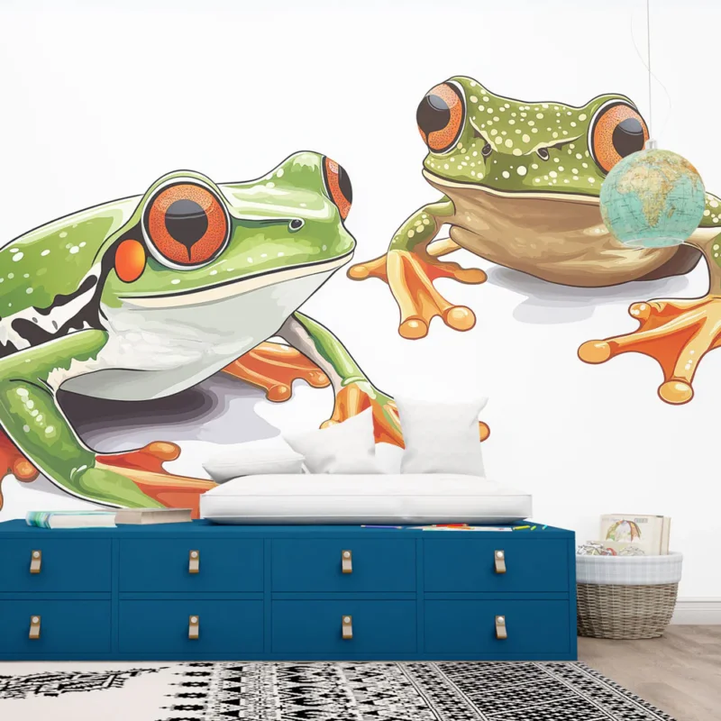 Papier peint grenouille Illustrations colorées de grenouilles vibrantes Acheter En Ligne