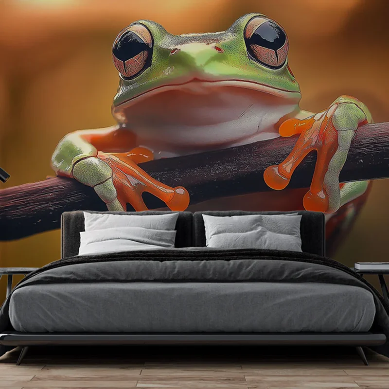 Papier peint grenouille Grenouille colorée sur une branche avec un fond doux Commander Vite