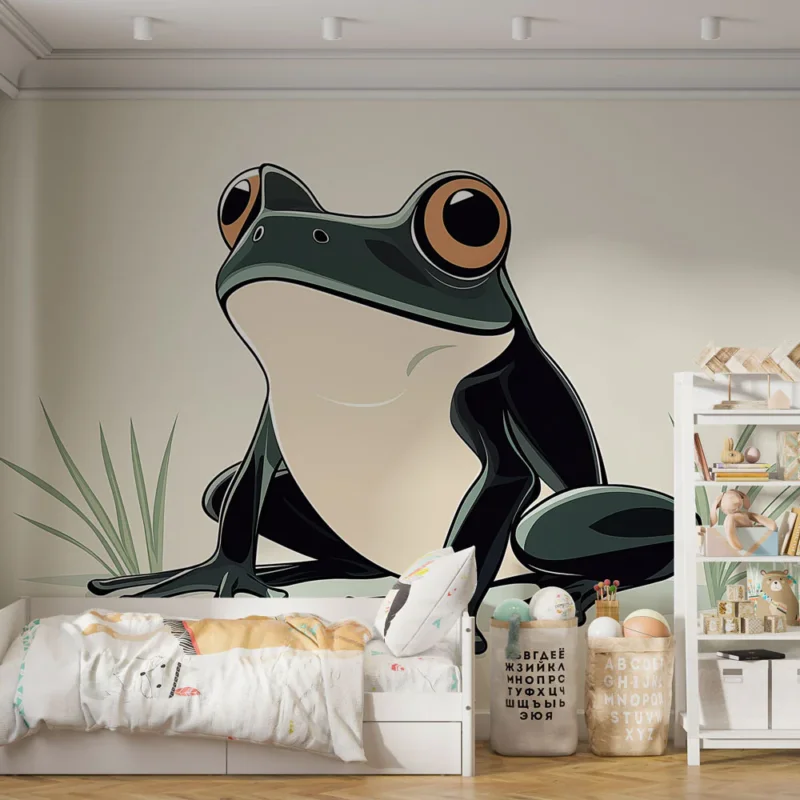 Papier peint grenouille Illustration de grenouille stylisée sur fond doux Populaire