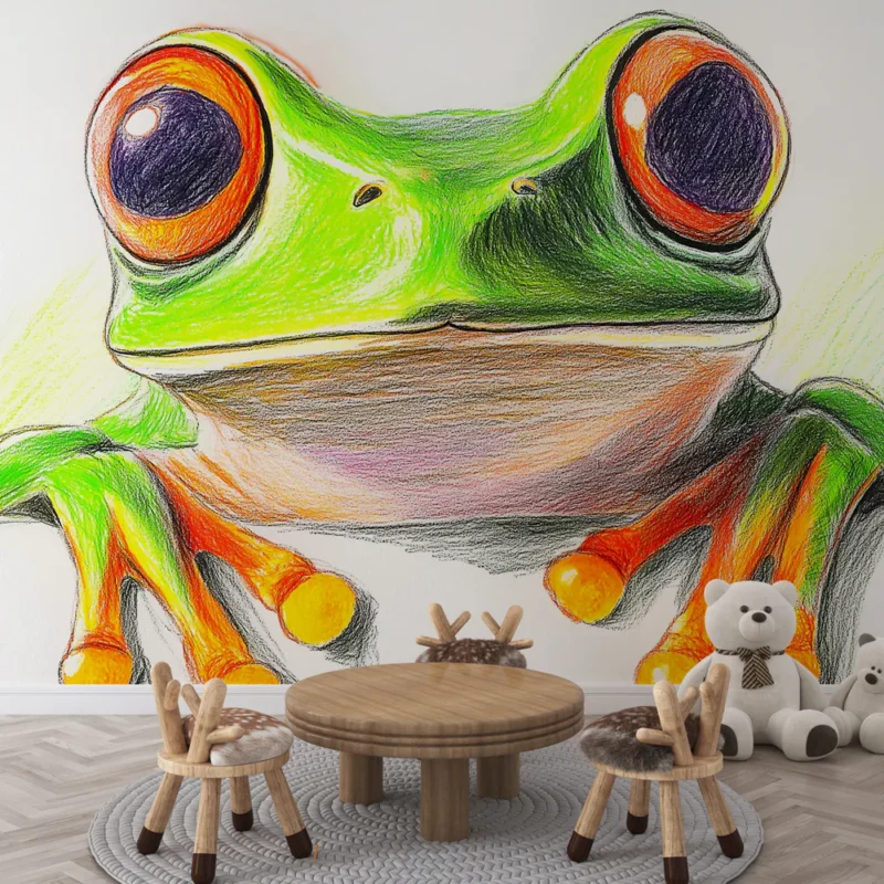 Expédié Aujourd'hui Papier peint grenouille Illustration colorée et captivante d‘une grenouille tropicale
