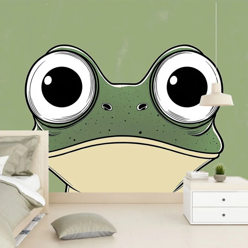 Certifié Papier peint grenouille Illustration amusante d‘une grenouille avec de grands yeux