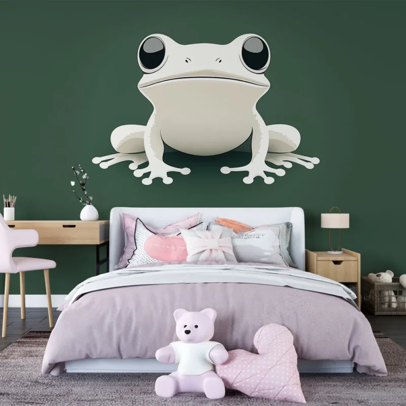 Papier peint grenouille Illustration d‘une grenouille minimaliste sur fond vert Acheter En Ligne