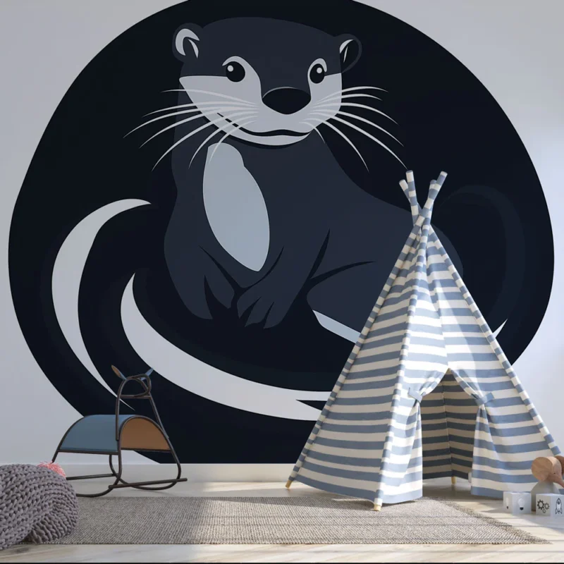 Papier peint loutre Une loutre stylisée sur fond contrasté Promotion