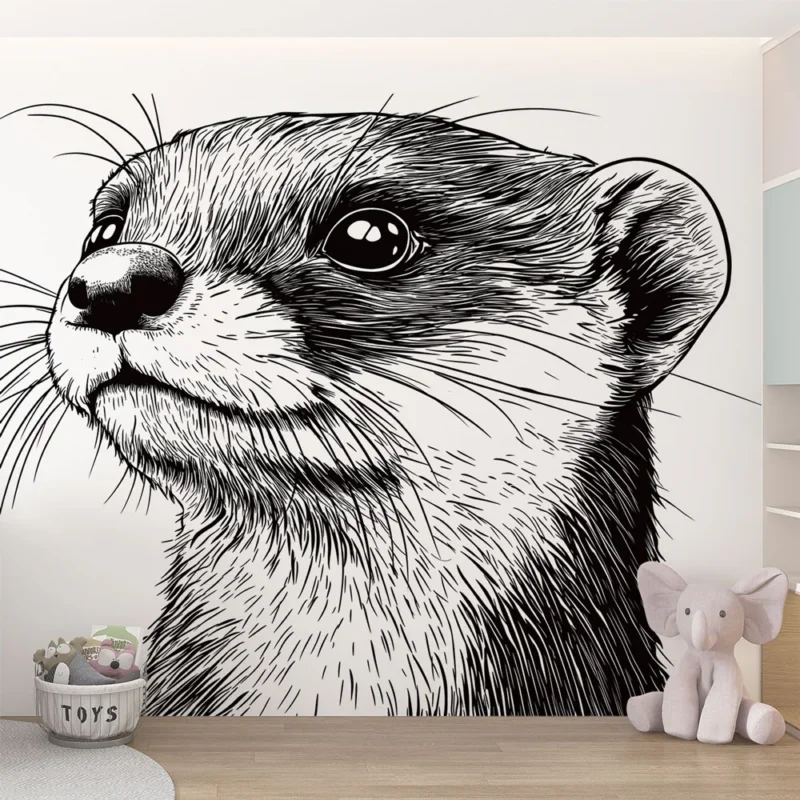 Livraison Express Papier peint loutre Détail d‘une loutre avec des traits fins et expressifs