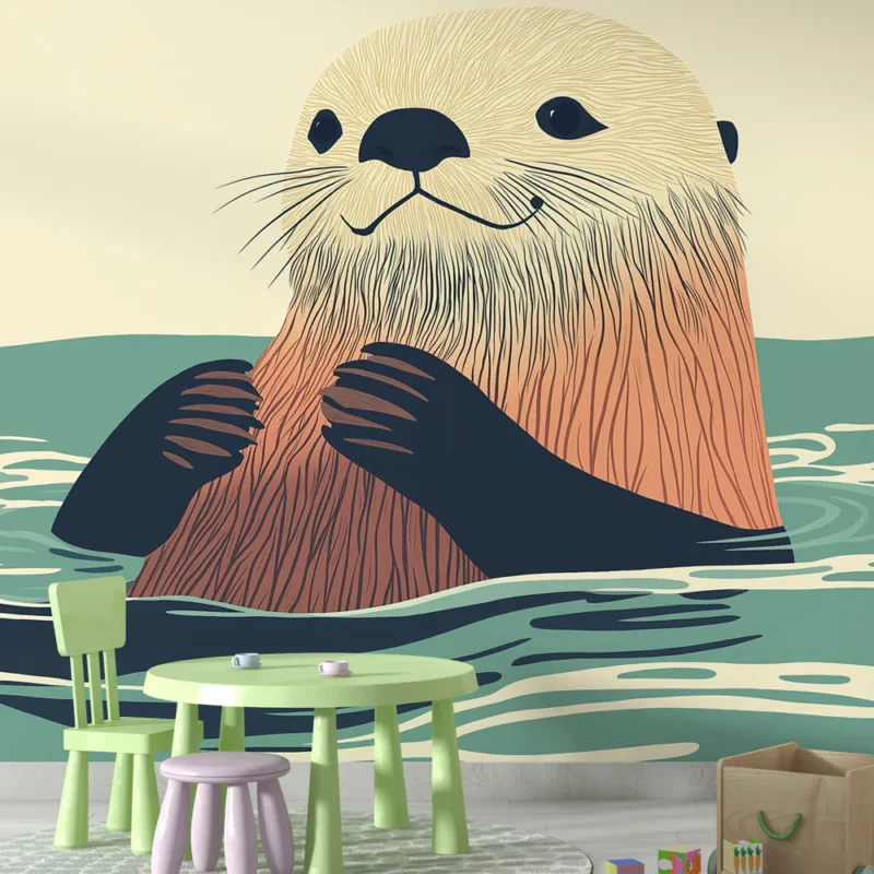 Expédition Rapide Papier peint loutre Loutre mignonne flottant dans l‘eau