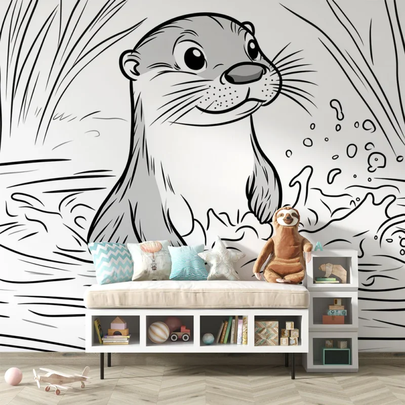 Nouveauté Papier peint loutre Loutre espiègle dans l‘eau