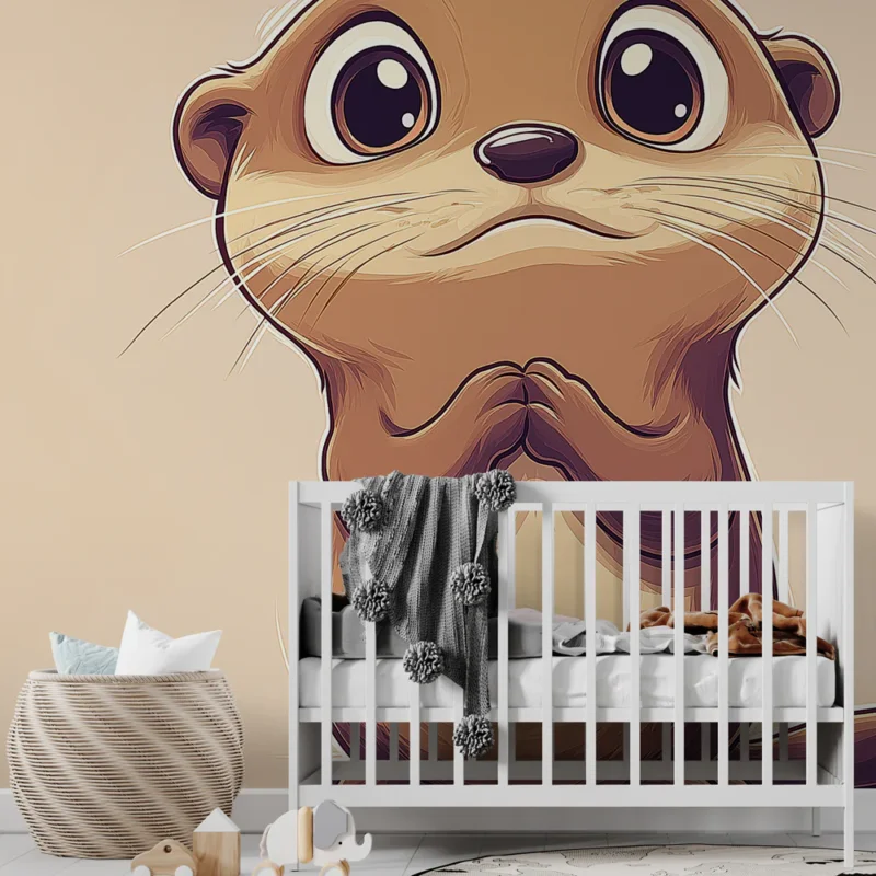 Papier peint loutre Adorable loutre aux grands yeux expressifs Dernier Modèle