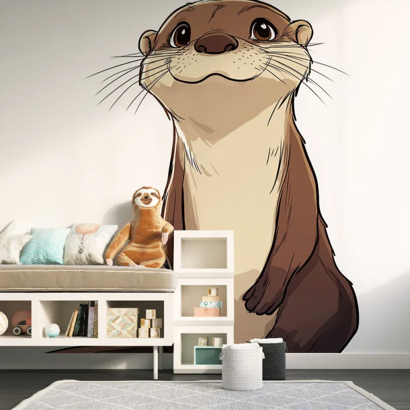 Affaire À Saisir Papier peint loutre mignonne Illustration d‘une loutre souriante et charmante