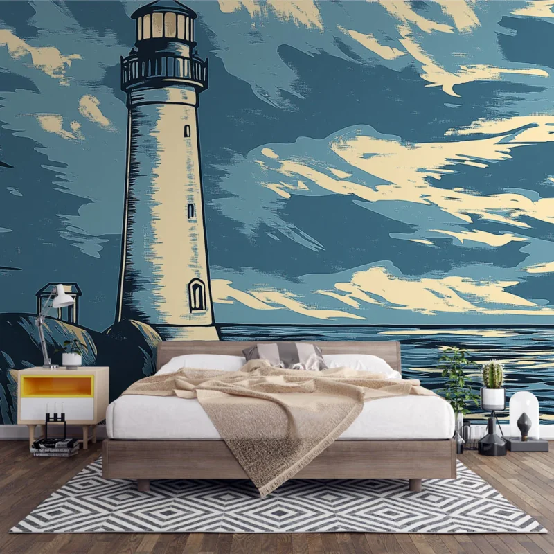Achat Immédiat Papier peint phare Phare emblématique sur fond océanique