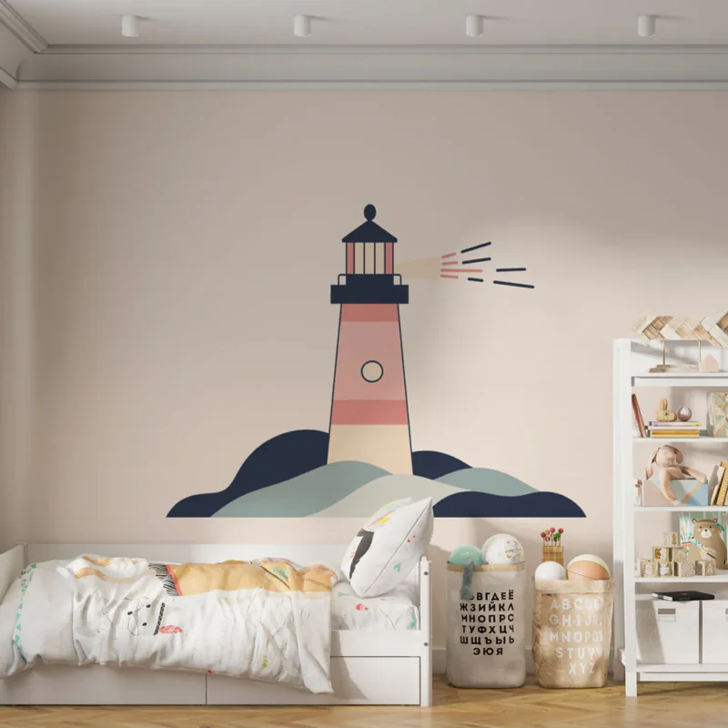 Nouvel Arrivage Papier peint phare Phare stylisé avec vagues apaisantes