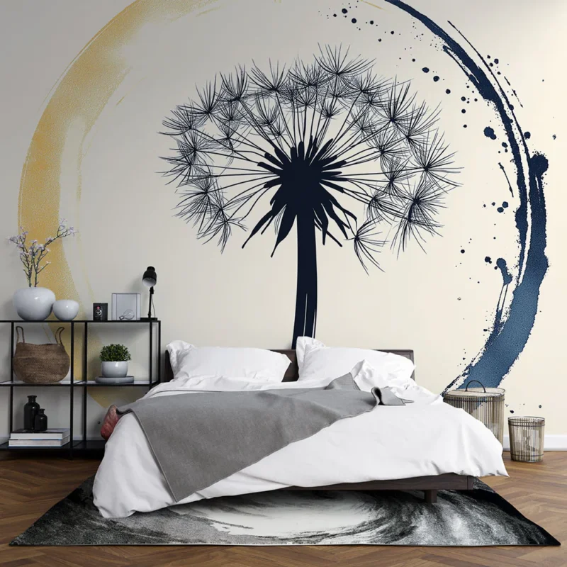 Papier peint fleur de pissenlit Élégant design de pissenlit avec accents aquarelle Populaire