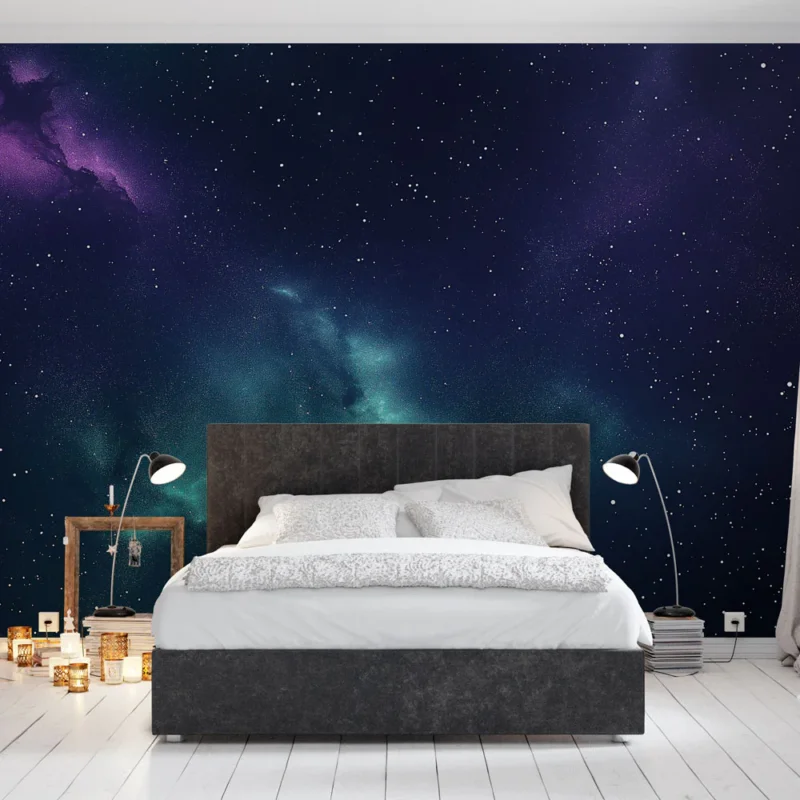 Papier peint galaxie Étoiles scintillantes et nuages colorés dans l‘univers Commander Vite