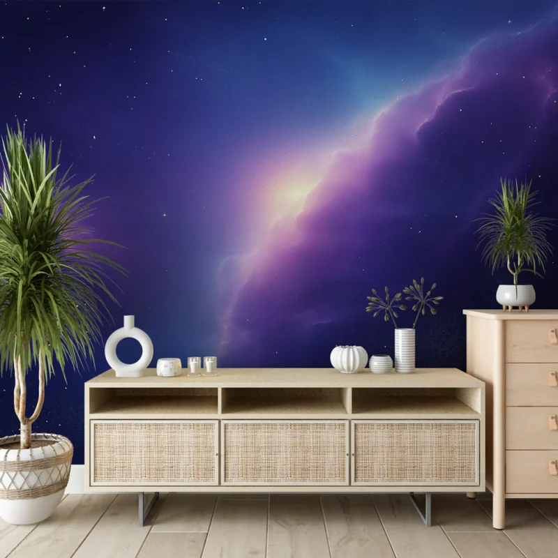 Papier peint galaxie Ciel étoilé avec nébuleuses colorées Vente Flash