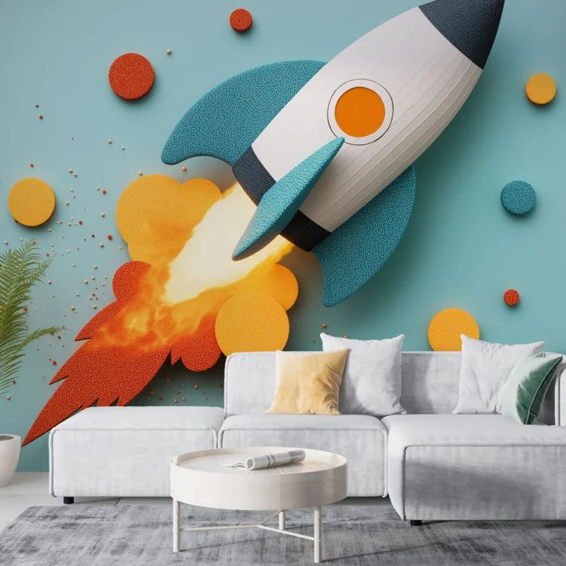 Papier peint fusée Design coloré de fusée avec effets spatiaux Dernière Chance