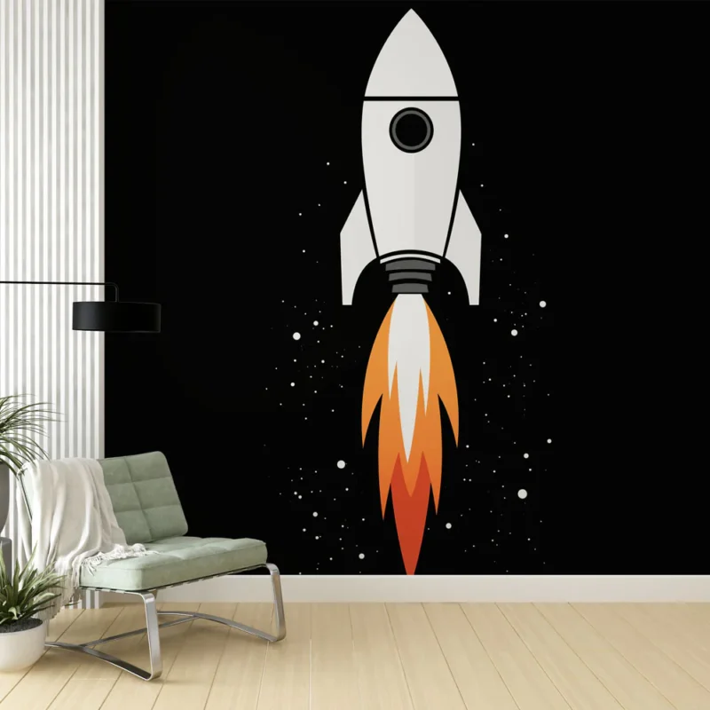 Nouvelle Collection Papier peint fusée Fusée stylisée décollant dans l‘espace