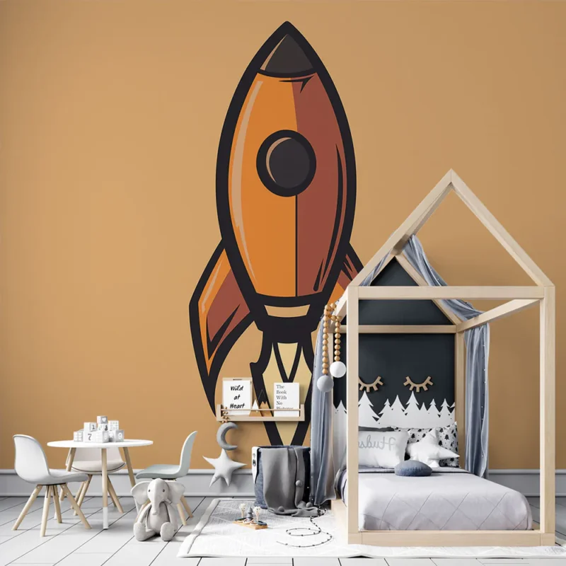 Papier peint fusée Illustrations ludiques pour décoration d‘intérieur Prix Cassé