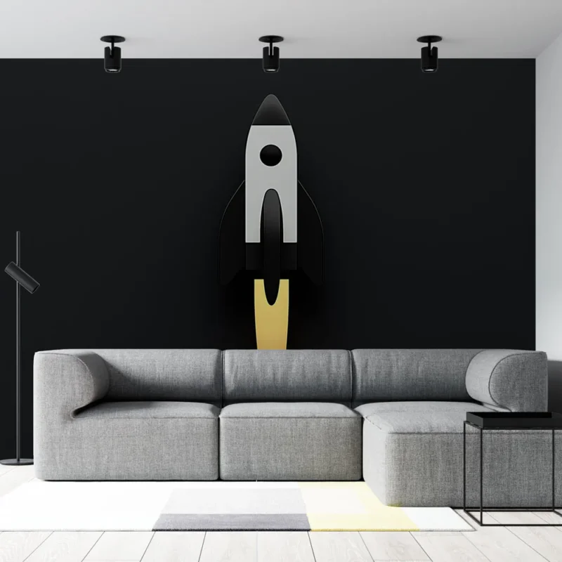 Papier peint fusée Design moderne et épuré en noir et blanc Promotion Saisonnière