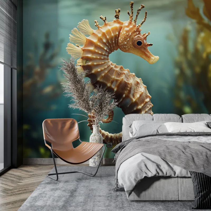 Papier peint hippocampe Élégant motif d‘hippocampe dans un décor marin apaisant Marque