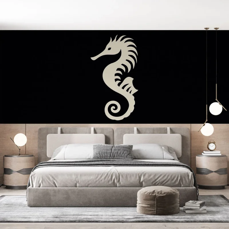 Papier peint hippocampe Design élégant et minimaliste en couleur crème Prix Choc