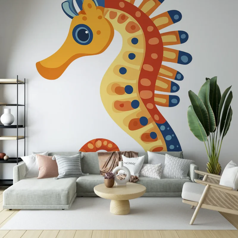 Papier peint hippocampe Cute hippocampe coloré avec motifs ludiques Top Vente