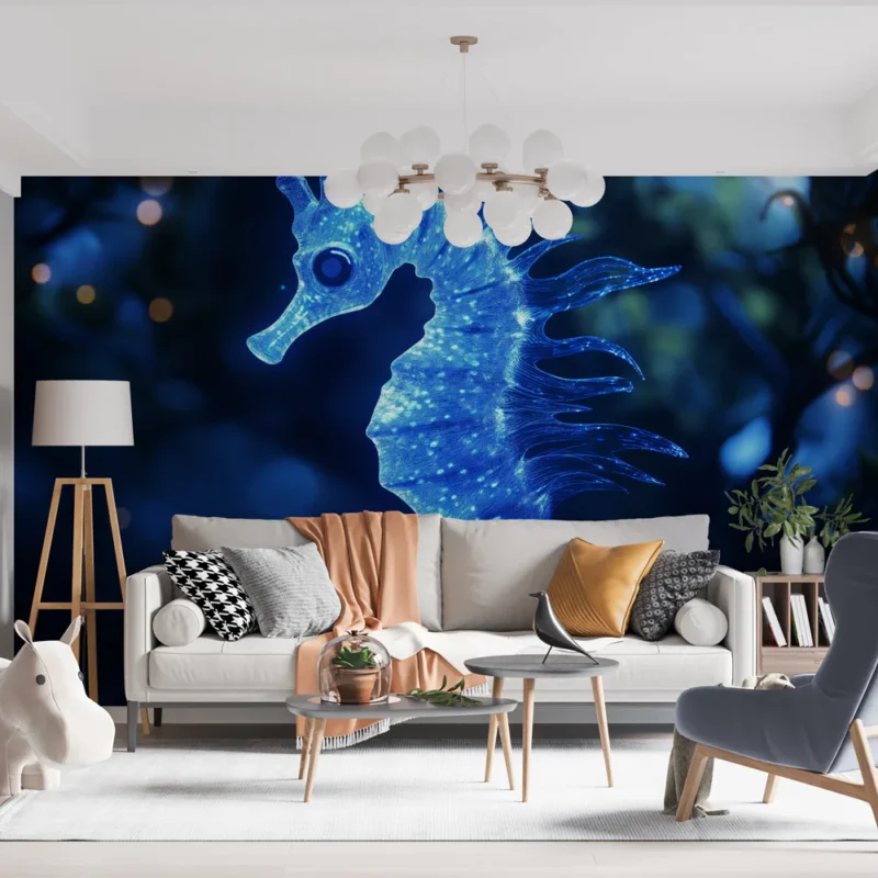 Papier peint hippocampe lumineux Design hypnotique et scintillant Petit Prix