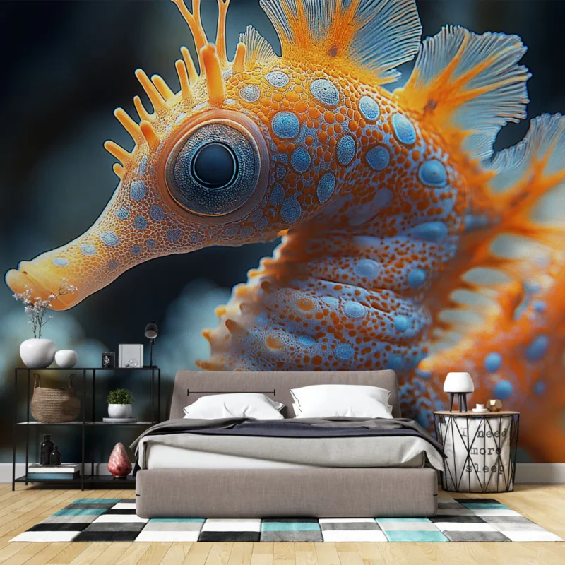 Must-Have Papier peint hippocampe Hippocampe coloré sur fond marin