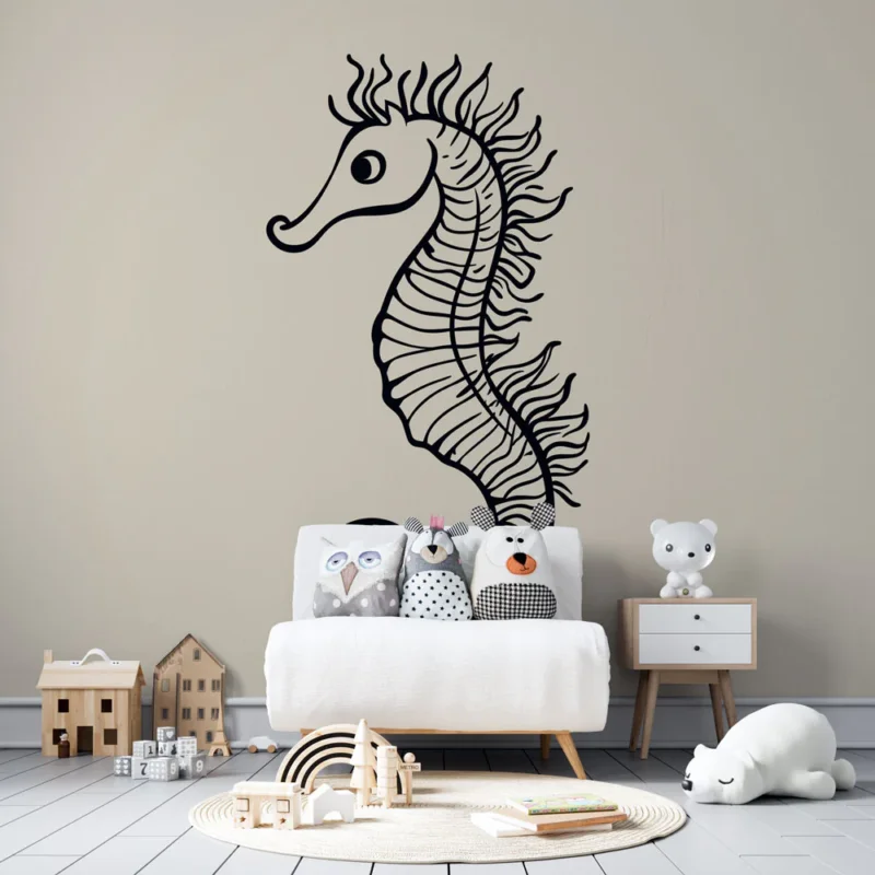 Papier peint hippocampe Illustration stylisée d‘un hippocampe élégamment dessiné Petit Prix