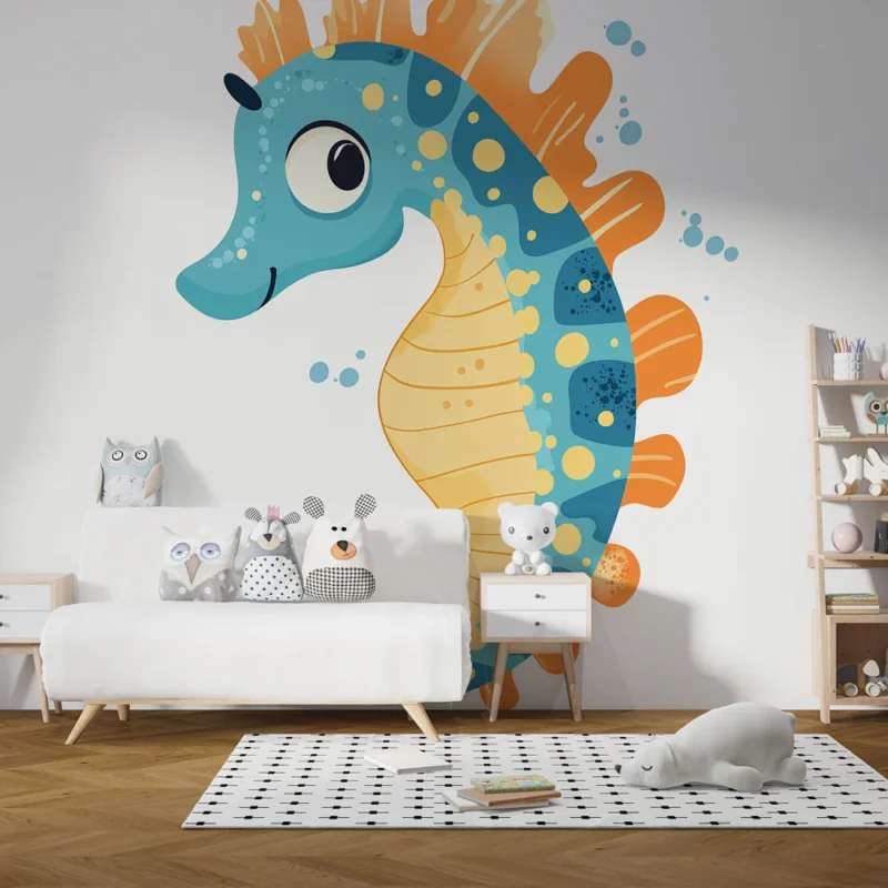 Paiement Sécurisé Papier peint hippocampe Hippocampe coloré avec des détails ludiques