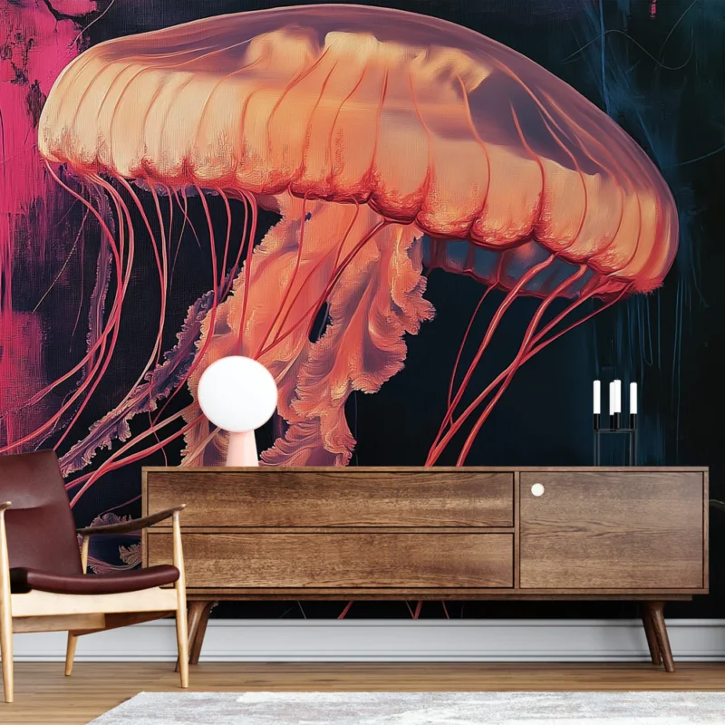 Jusqu'à Épuisement Des Stocks Papier peint méduses Design coloré et dynamique de méduses au style contemporain