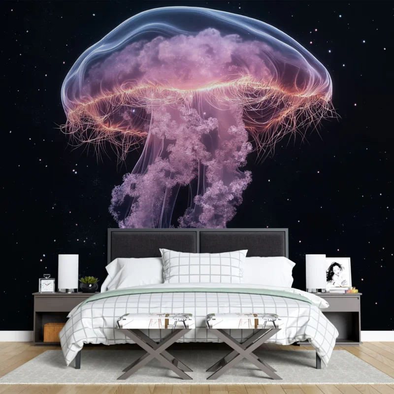 Expédition Rapide Papier peint méduse Méduse lumineuse flottant dans l‘espace