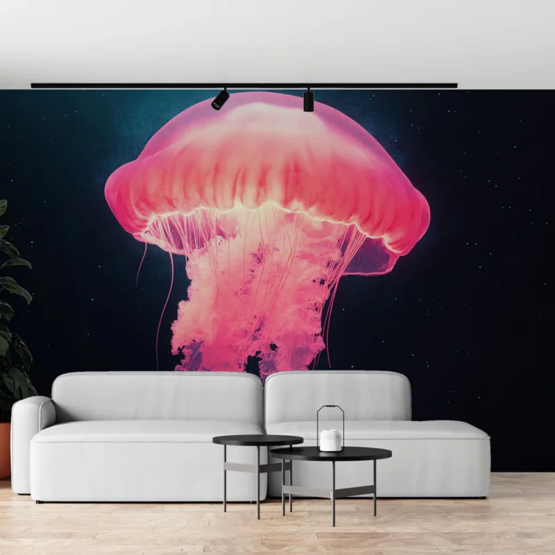 Commander Maintenant Papier peint méduse Illustration artistique d‘une méduse rose lumineuse