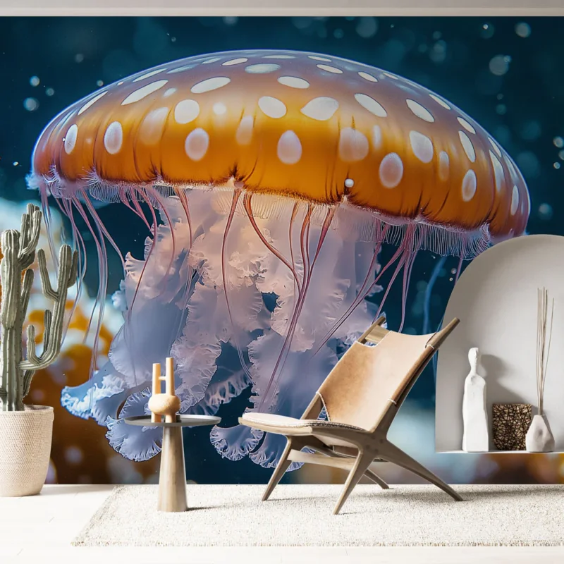 Papier peint méduse Méduse colorée avec détails aquatiques Bon Plan