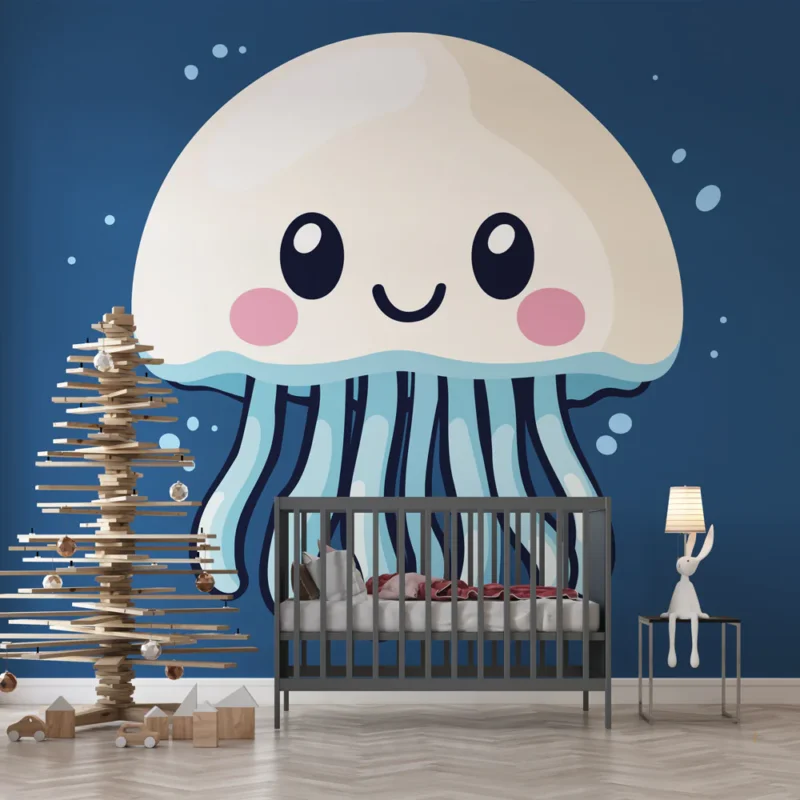 Bon Plan Papier peint méduse Méduse mignonne avec des couleurs douces