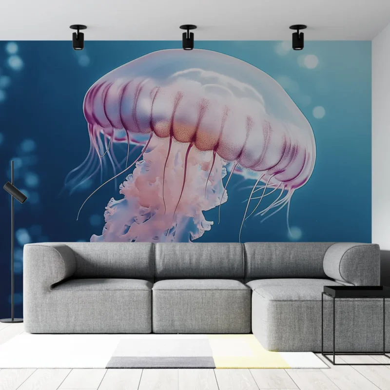 Papier peint méduse Illustration colorée et apaisante d‘une méduse marine Jusqu'à Épuisement Des Stocks