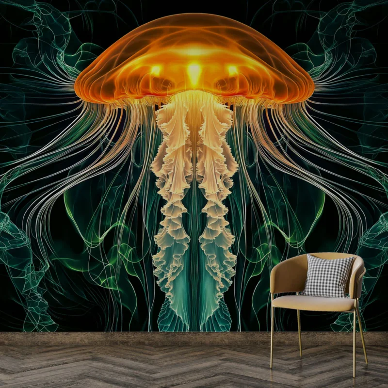 Papier peint méduse Design lumineux et fluide inspiré des océans Top Vente