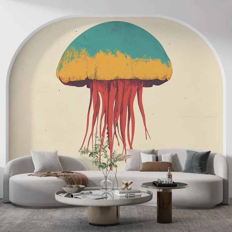 Expédié Aujourd'hui Papier peint méduse Illustration colorée de méduse flottante