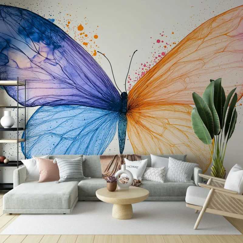 Meilleur Choix Papier peint papillon Illustration artistique d‘un papillon aux couleurs vives