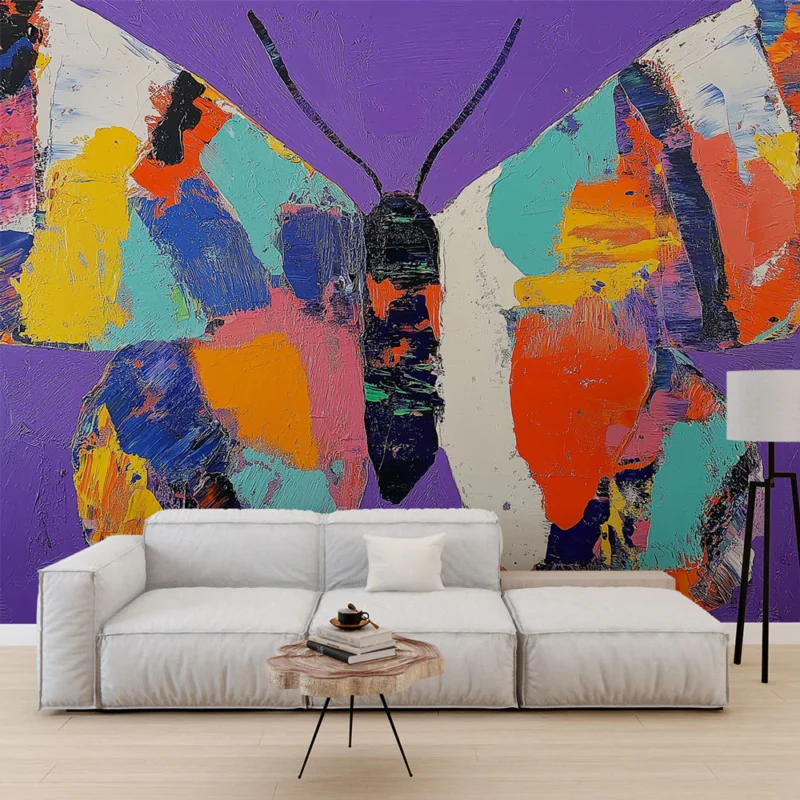 Dernier Modèle Papier peint papillon coloré Couleurs éclatantes