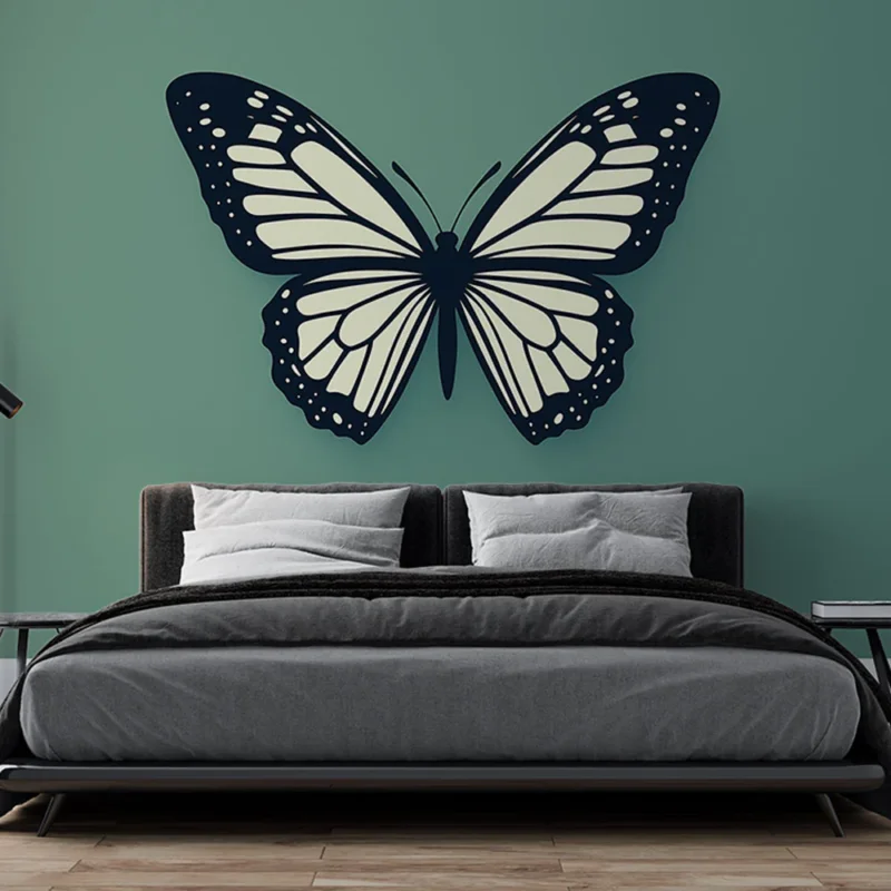 Commander Maintenant Papier peint papillon Papillon stylisé sur fond vert doux