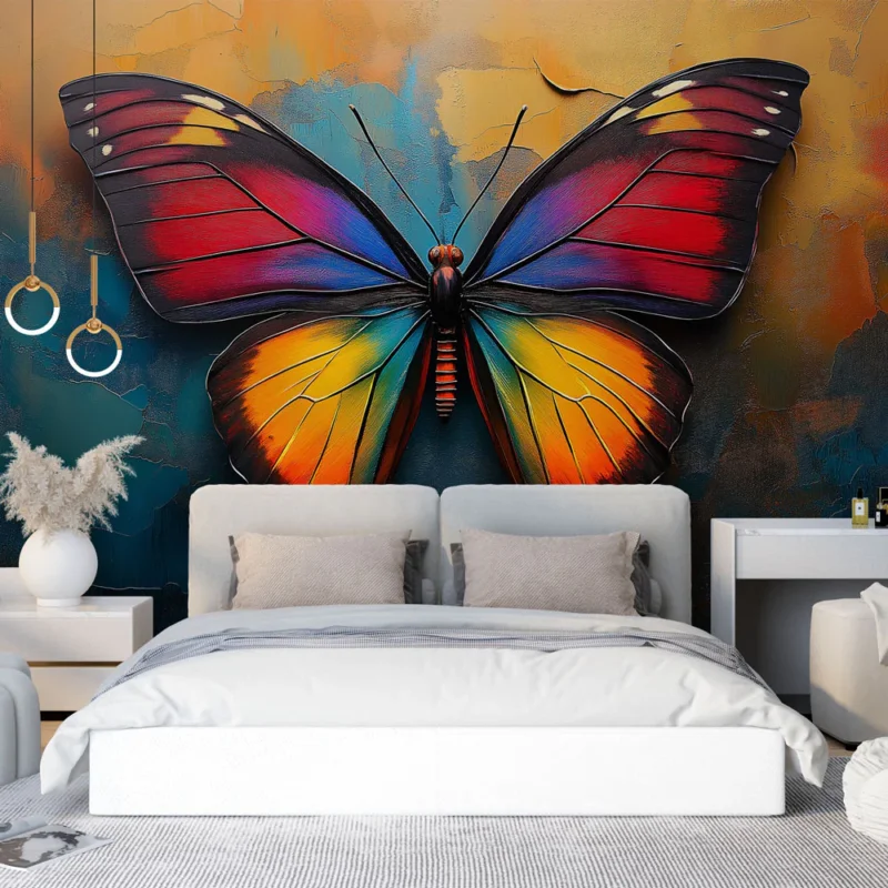 Livraison Express Papier peint papillon Papillon coloré sur fond texturé