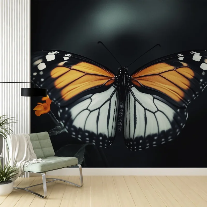 Expédition Rapide Papier peint papillon Papillon monarque sur fond sombre avec détails vibrants