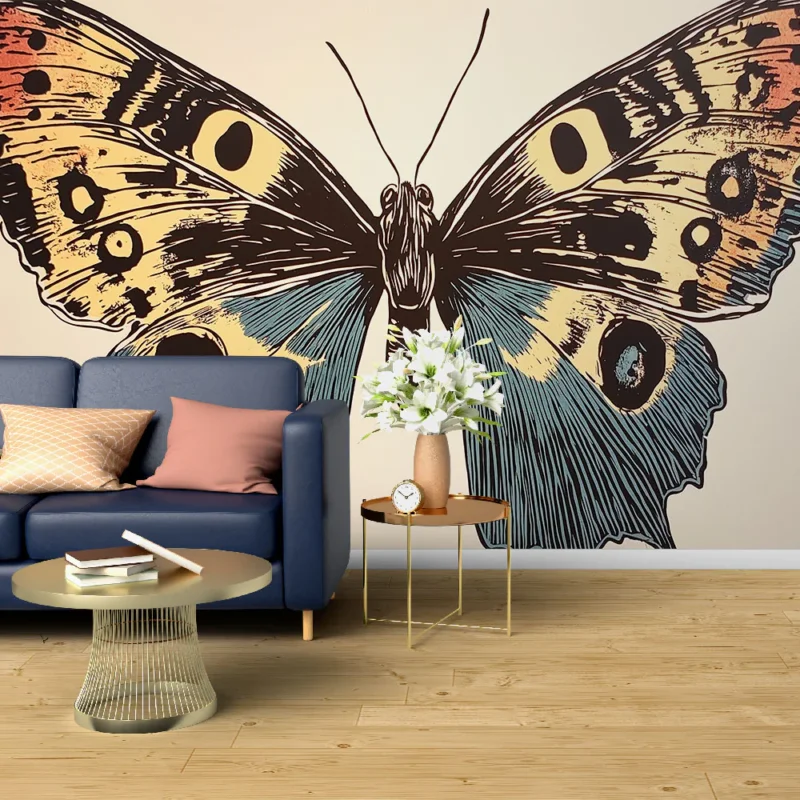 Achetez Aujourd'hui Papier peint papillon Illustration artistique de papillon aux ailes colorées