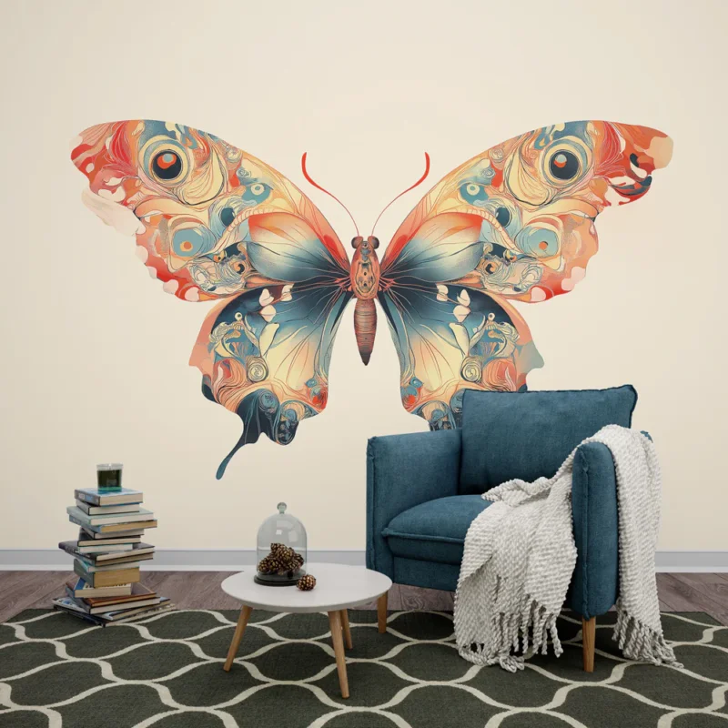 Expédition Rapide Papier peint papillon Design artistique d‘un papillon coloré avec motifs abstraits