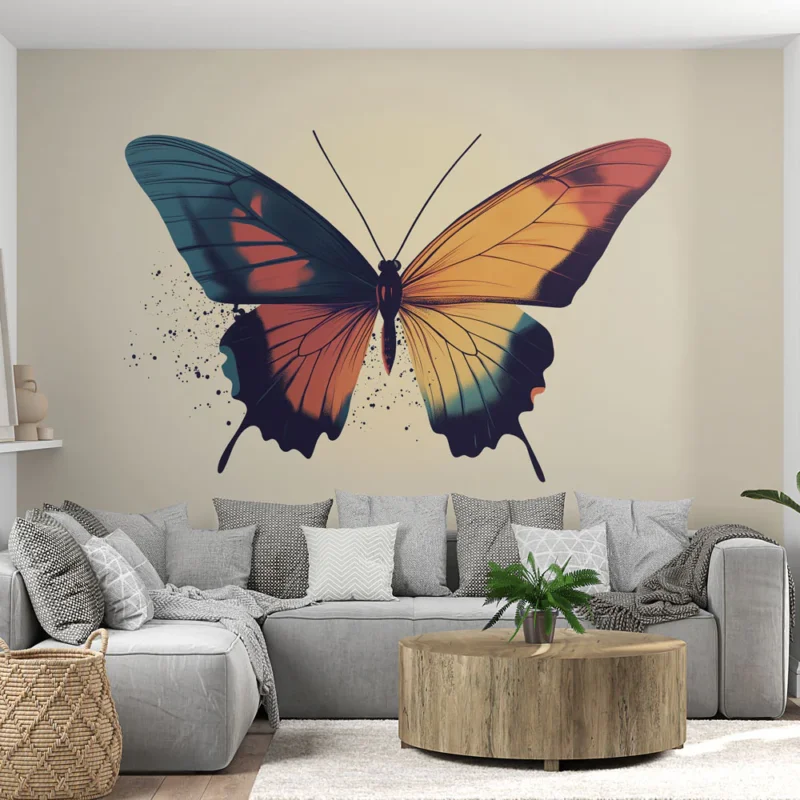 Commander Maintenant Papier peint papillon Motif artistique d‘un papillon coloré avec éclaboussures
