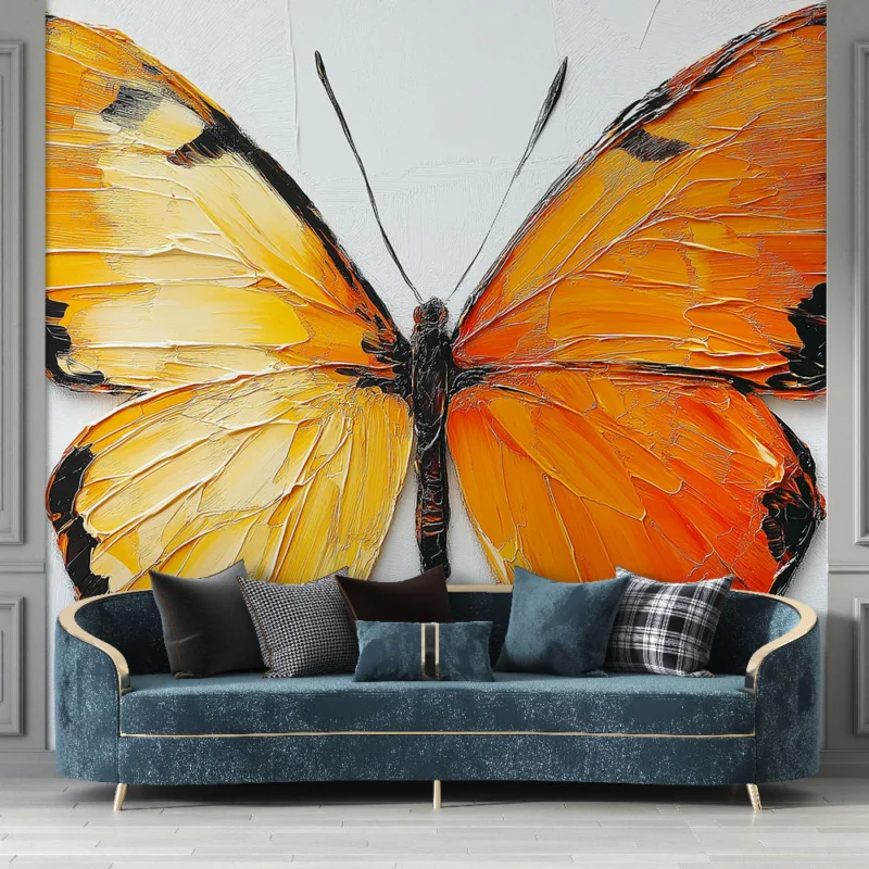 Marque Papier peint papillon Papillon orange et noir en relief