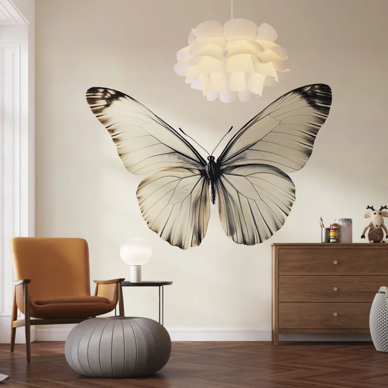 Meilleure Vente Papier peint papillon Motif élégant de papillon aux ailes délicates